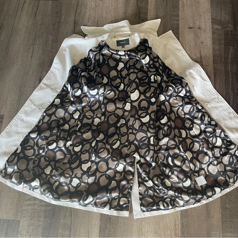 Mexx Cream Colored Lined Double Breast Trench Coat with belt Size 36 - Picture 6 of 16